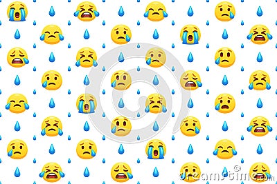 Saddest crying emoji pattern Cartoon Illustration