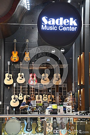 Sadek Music Center at Dubai Mall in Dubai, UAE Editorial Stock Photo