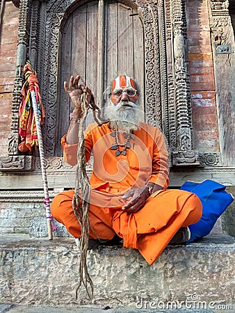 Sadhu From Patan Durbar Square Nepal Kathmandu Ancient Religion Hinduism Sage Monk Editorial Stock Photo