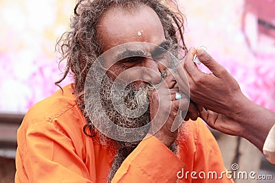 Sadhu smoke chillum Editorial Stock Photo