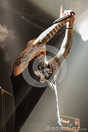 Sadist metal band in concert, live in Hellfest 2016 Editorial Stock Photo