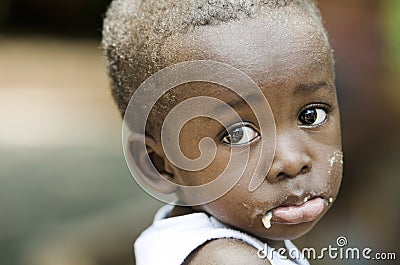 Sadness Despair Depression Symbol: Little African Black Boy Crying Sadly. Little African sad boy. Stock Photo