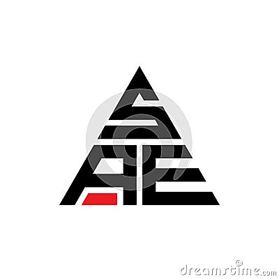 SAE triangle letter logo design with triangle shape. SAE triangle logo design monogram. SAE triangle vector logo template with red Vector Illustration