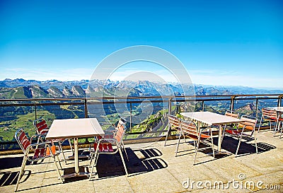 Saentis Mountain landscape, Swiss Alps Stock Photo