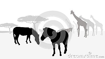 Safari africa silhouette-vector Vector Illustration