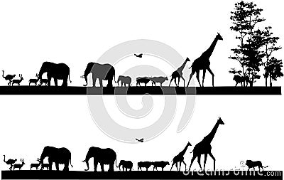 Safari animal silhouette Cartoon Illustration