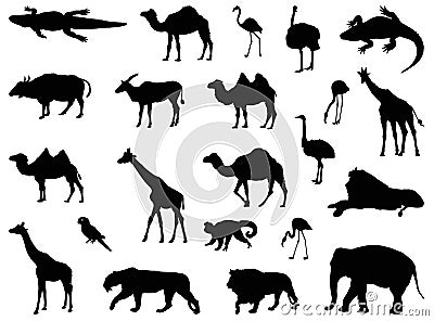 Safari animals silhouette Vector Illustration