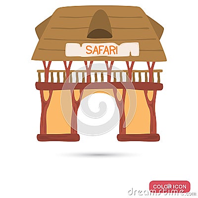 Safari excursion center building color flat icon Vector Illustration