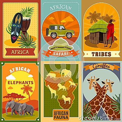 Safari Posters Set Vector Illustration