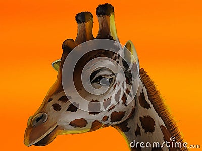 Safari scene with giraffes in wild nature illustration for the children Cartoon Illustration