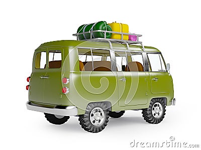 Safari van with roofrack back Stock Photo
