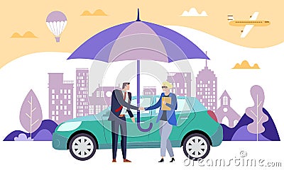 Safe car concept carrying comprehensive document with the vehicle owner Cartoon Illustration