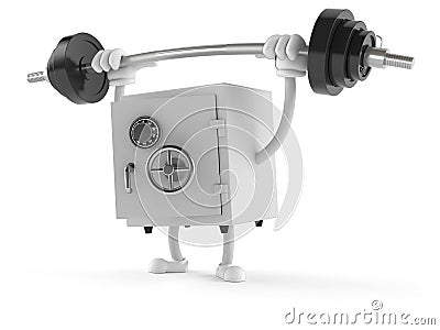Safe character with barbell Stock Photo