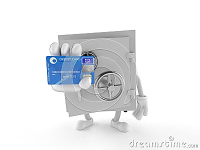 Safe character holding a credit card Stock Photo