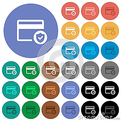 Safe credit card transaction round flat multi colored icons Stock Photo