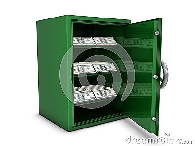 Safe deposit with dollars Stock Photo