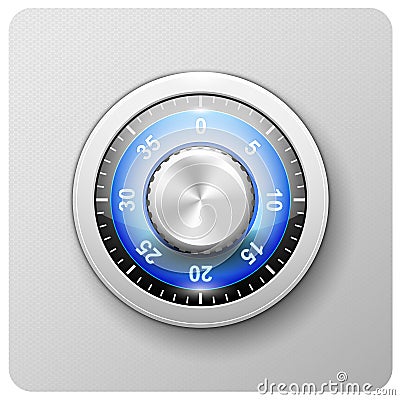 Safe door combination lock - deposit strongbox with turning knob with numbers Vector Illustration