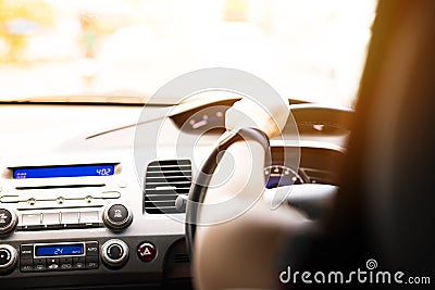 Safe drive, speed control and security distance on the road, driving safely Stock Photo