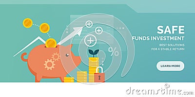 Safe funds investment promotional advertisement Vector Illustration