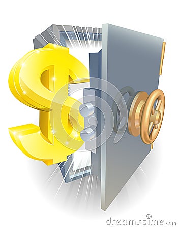 Safe with gold dollar sign Vector Illustration