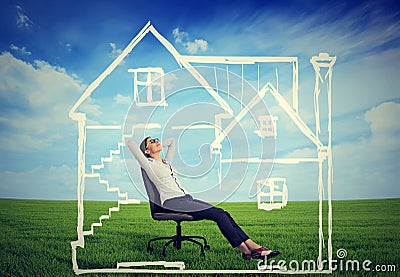 A safe house. Happy woman enjoying her day in a new home Stock Photo