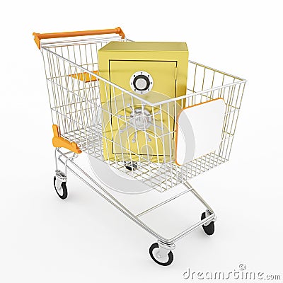 Safe money in shopping cart Stock Photo