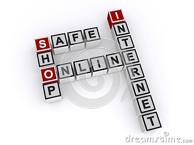 Safe shop online internet word block on white Stock Photo