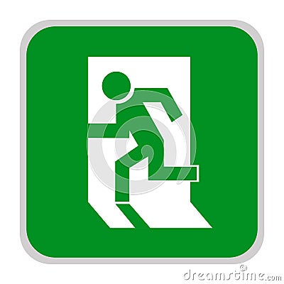 Safe sign. The exit icon. Emergency exit. Green icon on a white background. Vector illustration. Vector Illustration