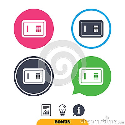 Safe sign icon. Deposit lock symbol. Vector Illustration