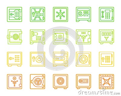 Safe simple color line icons vector set Vector Illustration