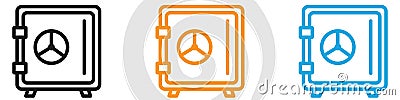 Safe vault box vector logo set collection for web app ui Vector Illustration