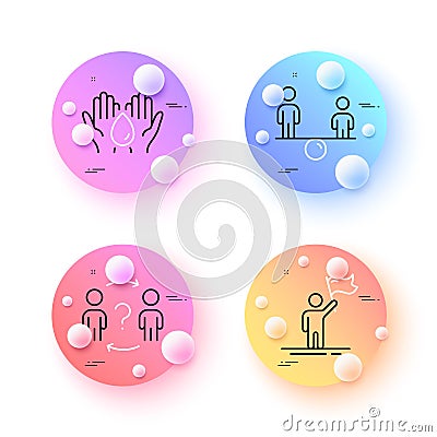 Safe water, Equity and Delegate question minimal line icons. For web application, printing. Vector Vector Illustration