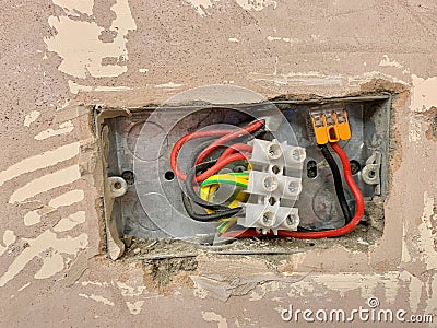 Safe wiring of electrical plug in UK Stock Photo