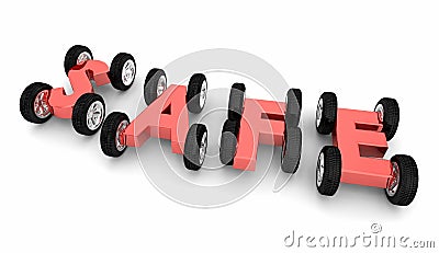 Safe Word Wheels Cars Driving Auto Insurance Safety Caution 3d I Stock Photo