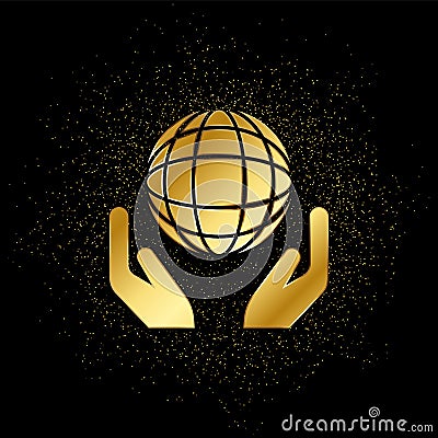 safe, world gold icon. Vector illustration of golden particle background Cartoon Illustration