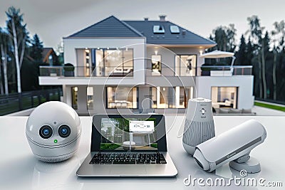 Safeguard measures in camera security management utilize weather data for a secure environment, employing sensor alarms and IoT ho Cartoon Illustration