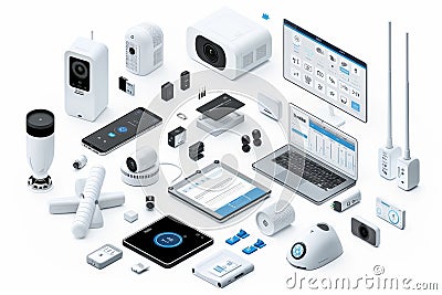 Safeguard seniors with secure cameras and quick connectivity in private home networks, utilizing advanced IP networking and protec Cartoon Illustration
