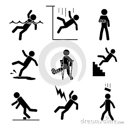 Safety and accident icons Vector Illustration