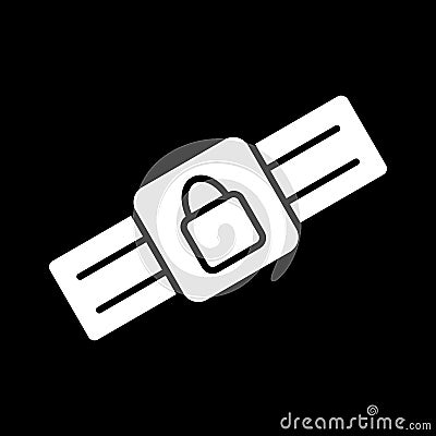 Safety belt icon. Outline Black pictogram on black background. Vector illustration symbol and bonus button closed lock. Vector Illustration