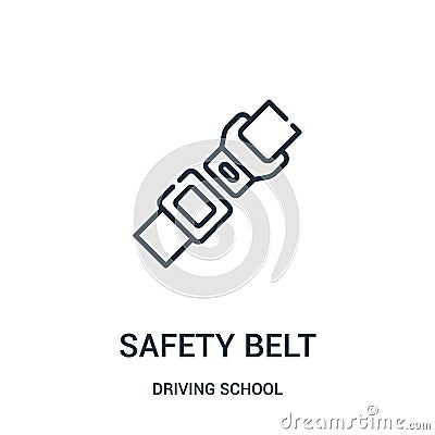 safety belt icon vector from driving school collection. Thin line safety belt outline icon vector illustration Vector Illustration