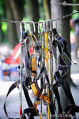 A safety belt for rope park Stock Photo