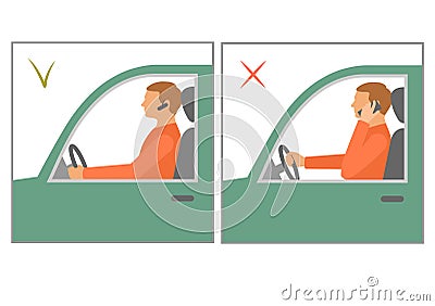 Safety car driving, danger using phone Vector Illustration