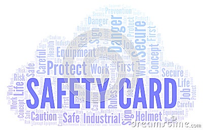 Safety Card word cloud. Stock Photo