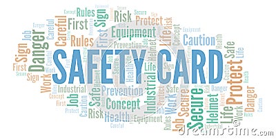 Safety Card word cloud. Stock Photo