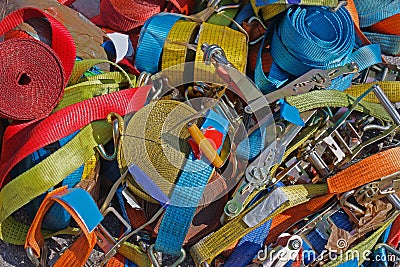 Safety colorful straps pile Stock Photo