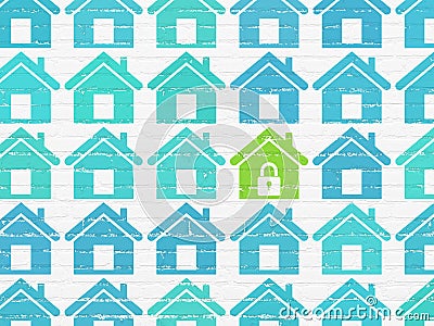 Safety concept: home icon on wall background Stock Photo