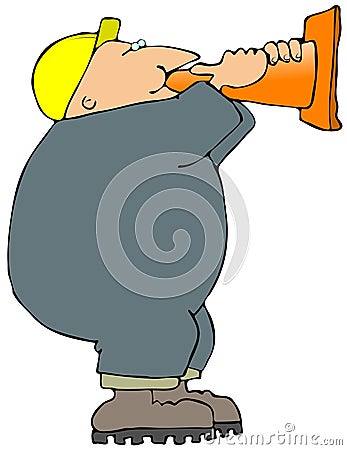 Safety Cone Megaphone Cartoon Illustration