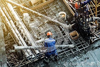 Safety construction workers Editorial Stock Photo