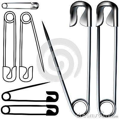 Safety and diaper pins in vector format Vector Illustration