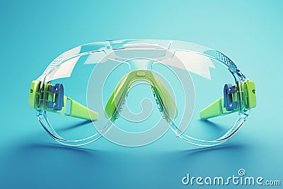 Safety eyewear focus Technological green glasses isolated on blue background Stock Photo